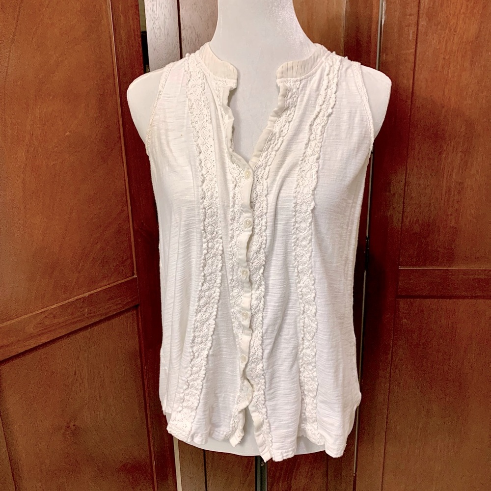 Cotton Boho Button Front Top Size M